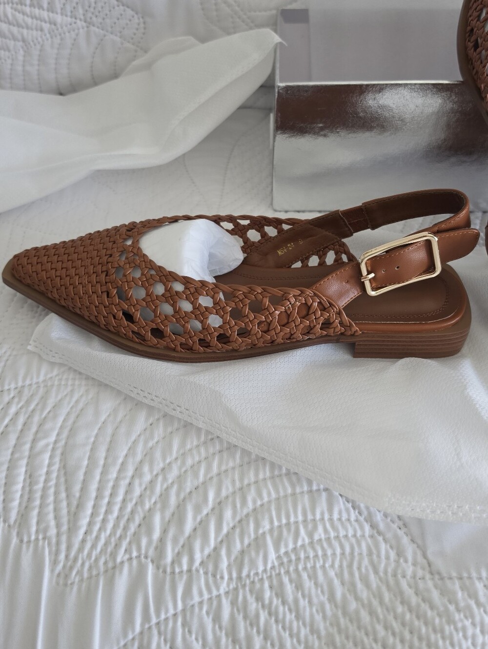 Women’s Braided Slingback Flats in Brown